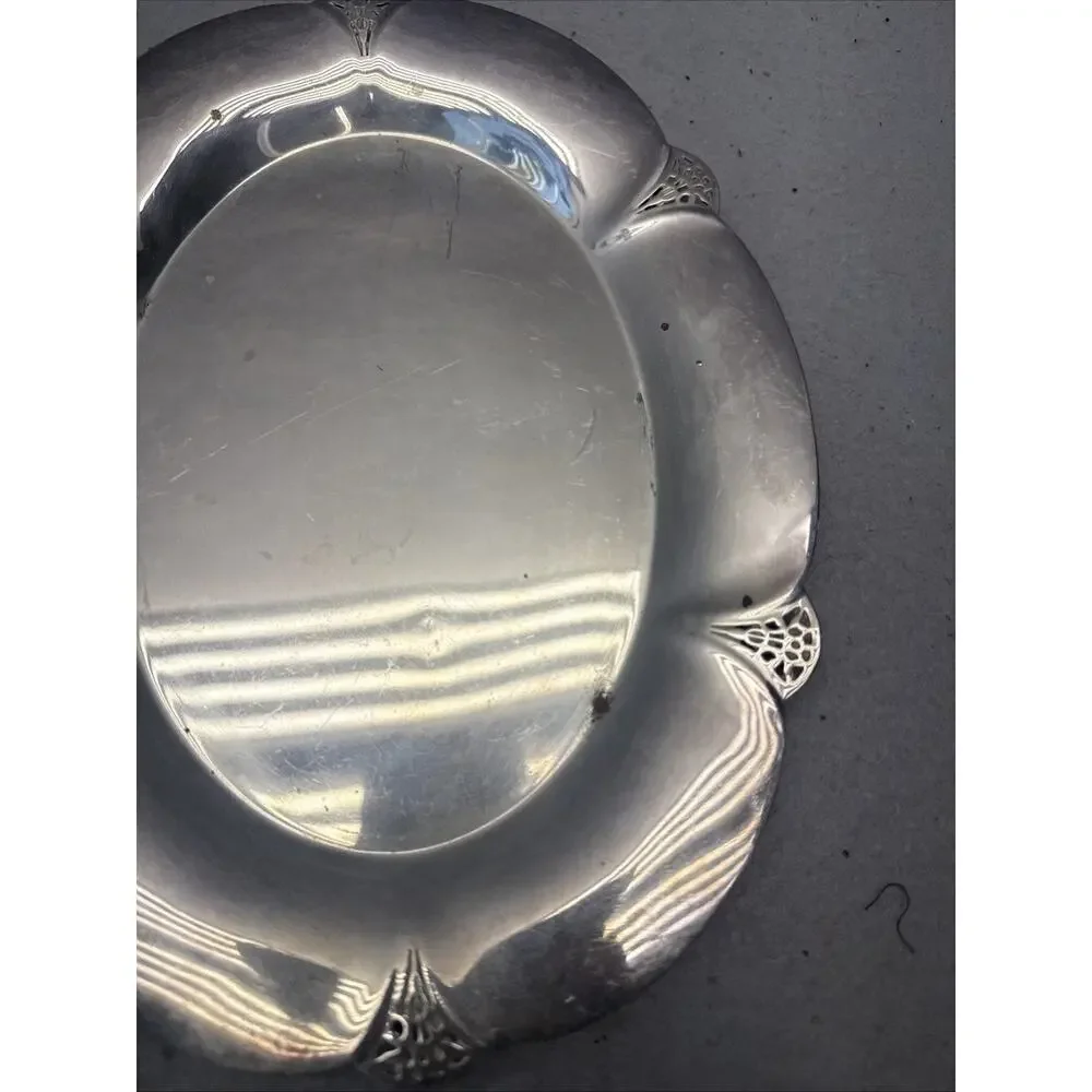 Vintage Wm Rogers Silverplate Serving Set Round Platter 421 Oval Bread Tray 419